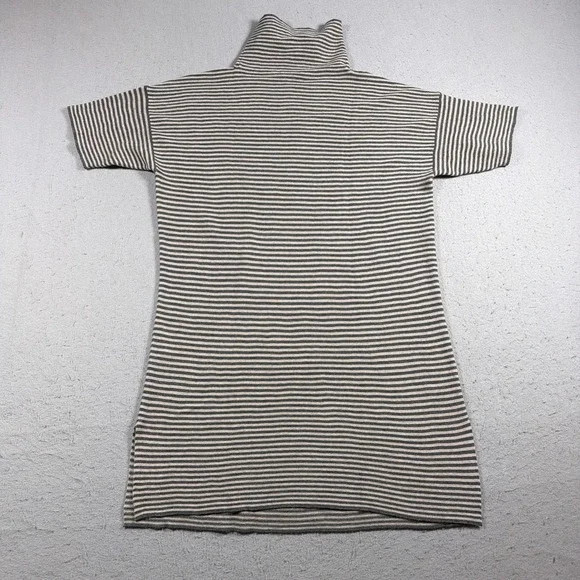 Eileen Fisher Sweater Dress Womens Medium Gray Striped Merino Wool Turtleneck - Picture 1 of 9